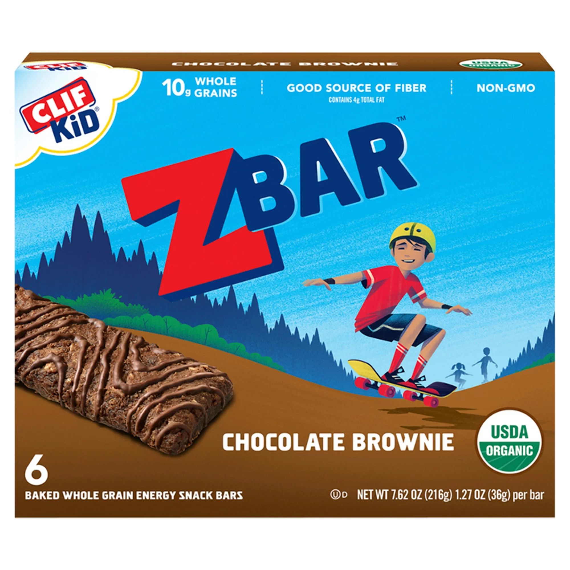Clif Kid ZBar Chocolate Brownie Baked Whole Grain Energy Snack Bars, 1.27 oz, 6 count | Walmart (US)