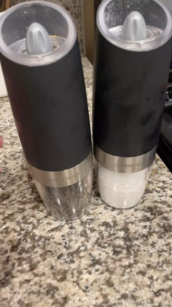 Easiest automatic salt and pepper grinders ever!  Makes dinner a breeze!  Especially with kids and need to cook super fast!