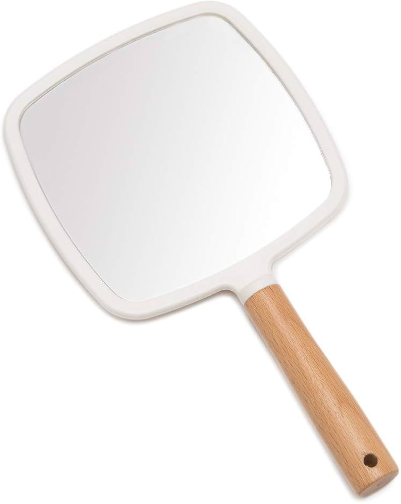 YEAKE Hand Held Mirror with Handle for Makeup,Small Cute Wood Hand Mirror for Shaving with Hole H... | Amazon (US)
