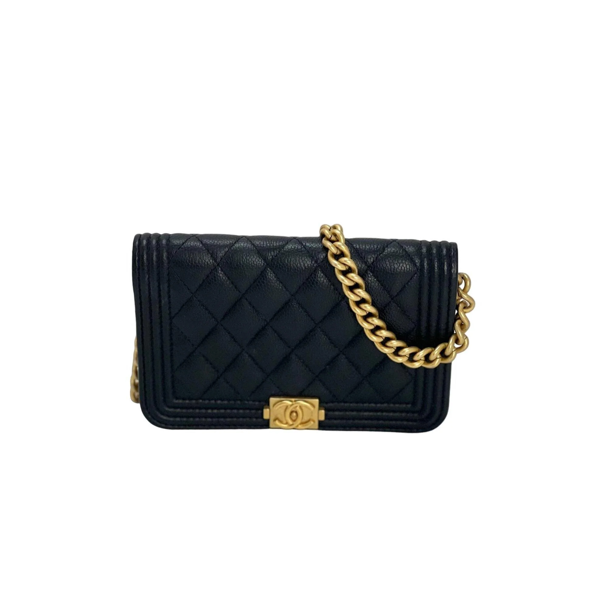 Chanel Caviar Quilted Mini Boy Clutch Wallet on a Chain Black | Walmart (US)