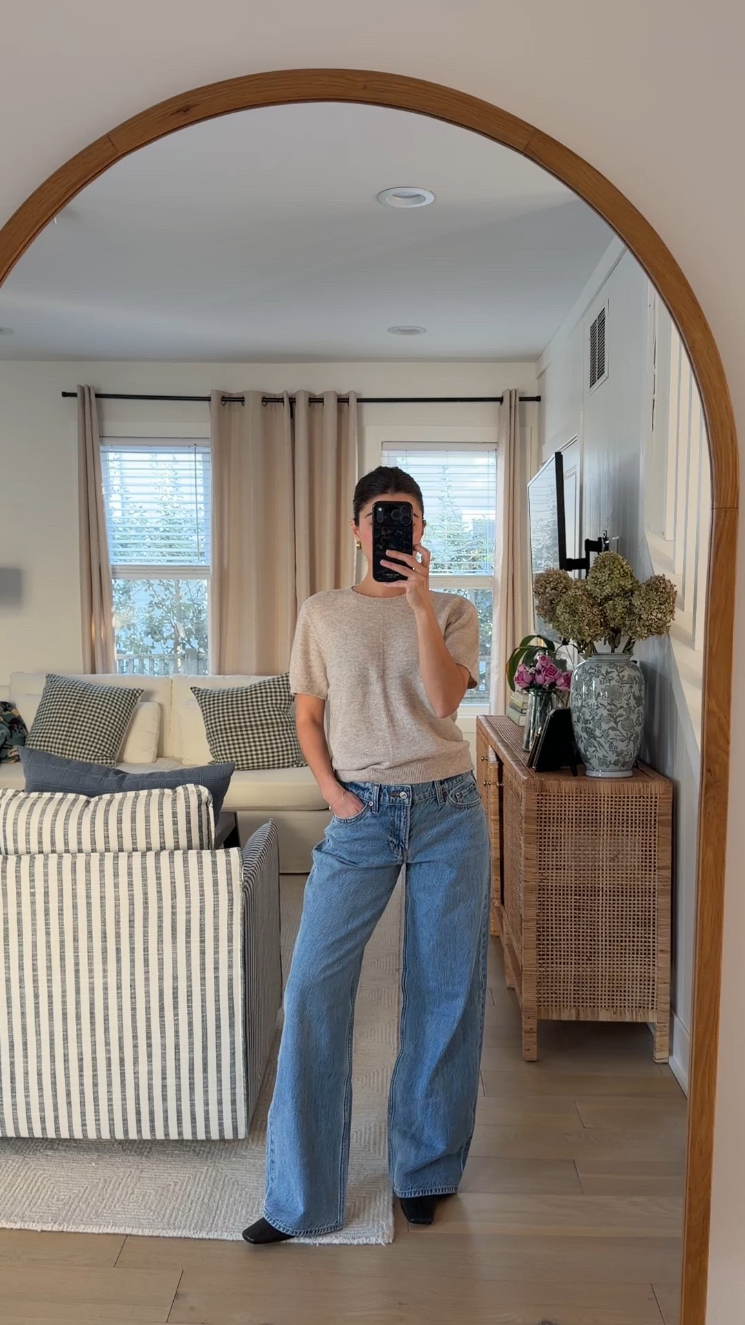 [2/2/26] final day to use my code AFVIVIANE for stackable 15% off | wearing low rise ultra loose (regular length to pair with boots) run true to size or size up 1 for looser fit. Merino Wool Blend Sweater is $35 with my code - so comfy, comes in so many colors. I’m wearing small in light taupe! 

*25-40% Off All Jeans: *Offer valid in stores and online 1/29/2026-2/2/2026 in US/CA. Excludes clearance. Online price reflects discount. 20% Off Almost Everything: *Offer valid in stores and online 1/29/2026-2/2/2026 in US/CA. Exclusions apply as indicated. Online price reflects discount. Promo Code: *Use code AFVIVIANE to get an additional 15% off almost everything in stores and online at checkout from 1/29/26-2/2/26 in US/CA. Exclusions apply. See details online.

#LTKPetite #LTKSaleAlert #LTKootd