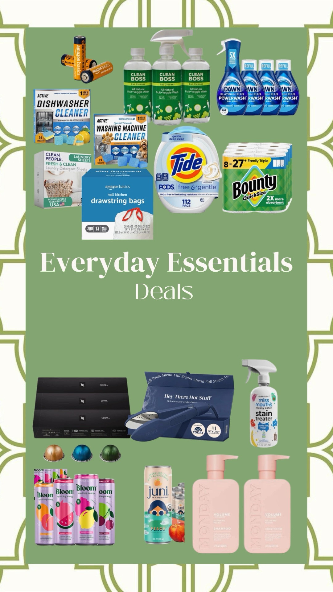 If your household runs on the same everyday essentials mine does, this Prime Day roundup is worth a close look — I pulled together the best deals on the things that actually disappear fastest around the house. We’re talking Tide Free and Gentle laundry pods, Dawn Platinum Powerwash dish spray refills, Bounty QuickSize paper towels, Amazon Basics drawstring kitchen trash bags, dishwasher cleaner tablets, washing machine cleaner tabs, and Clean Boss all-natural fruit and veggie wash — all on sale. I also rounded up some everyday lifestyle favorites on deal including Nespresso pods, Bloom sparkling energy drinks, Living Proof volume shampoo and conditioner, and a Miss Mouth’s Messy Eater stain treater that is a household non-negotiable if you have kids.

#LTKmomlife #LTKSaleAlert #LTKHome