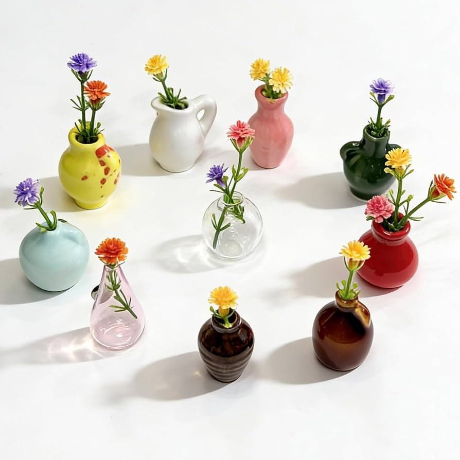 10-Pack Cute Mini Vase Magnets for Fridge, Tiny Ceramic & Glass Magnetic Vases for Refrigerator, ... | Amazon (US)