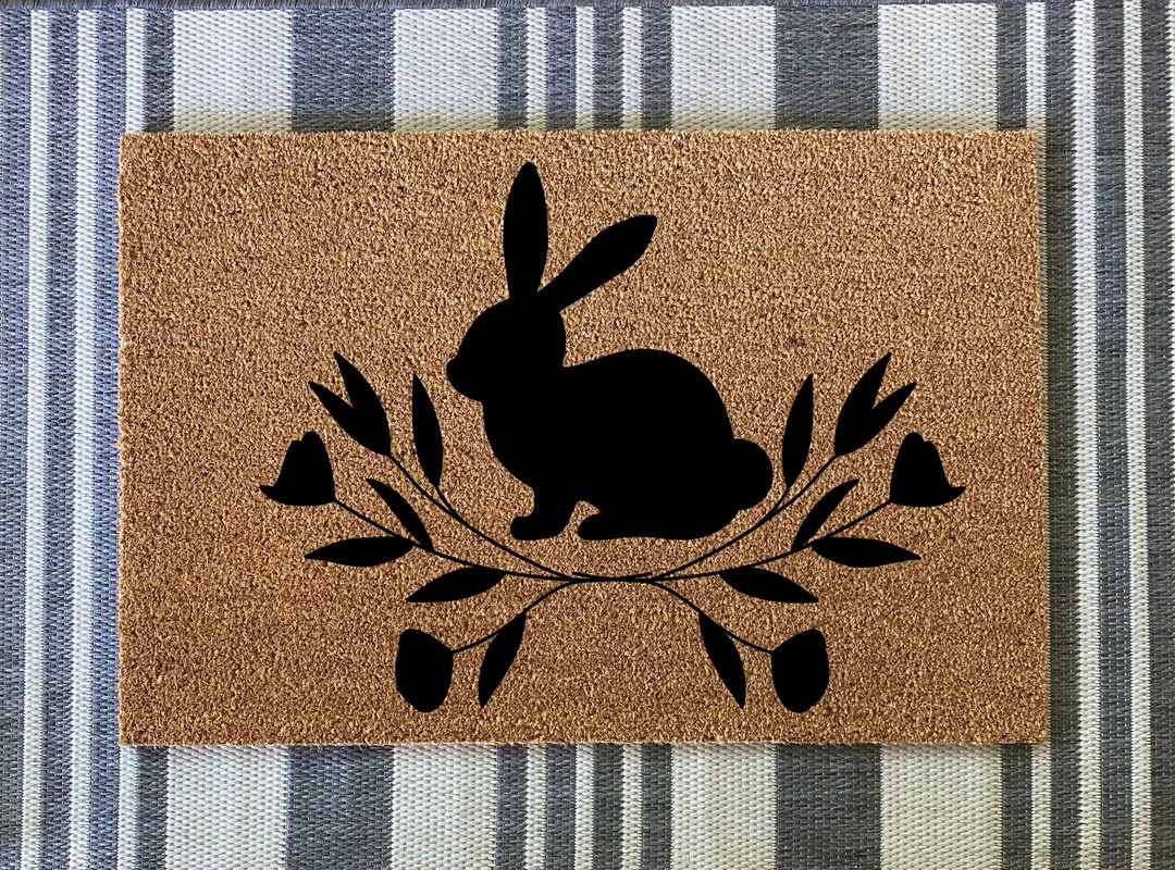 Spring Doormat, Modern Bunny Doormat, Easter Bunny Doormat, Easter Doormat, bunny doormat, door m... | Etsy (US)