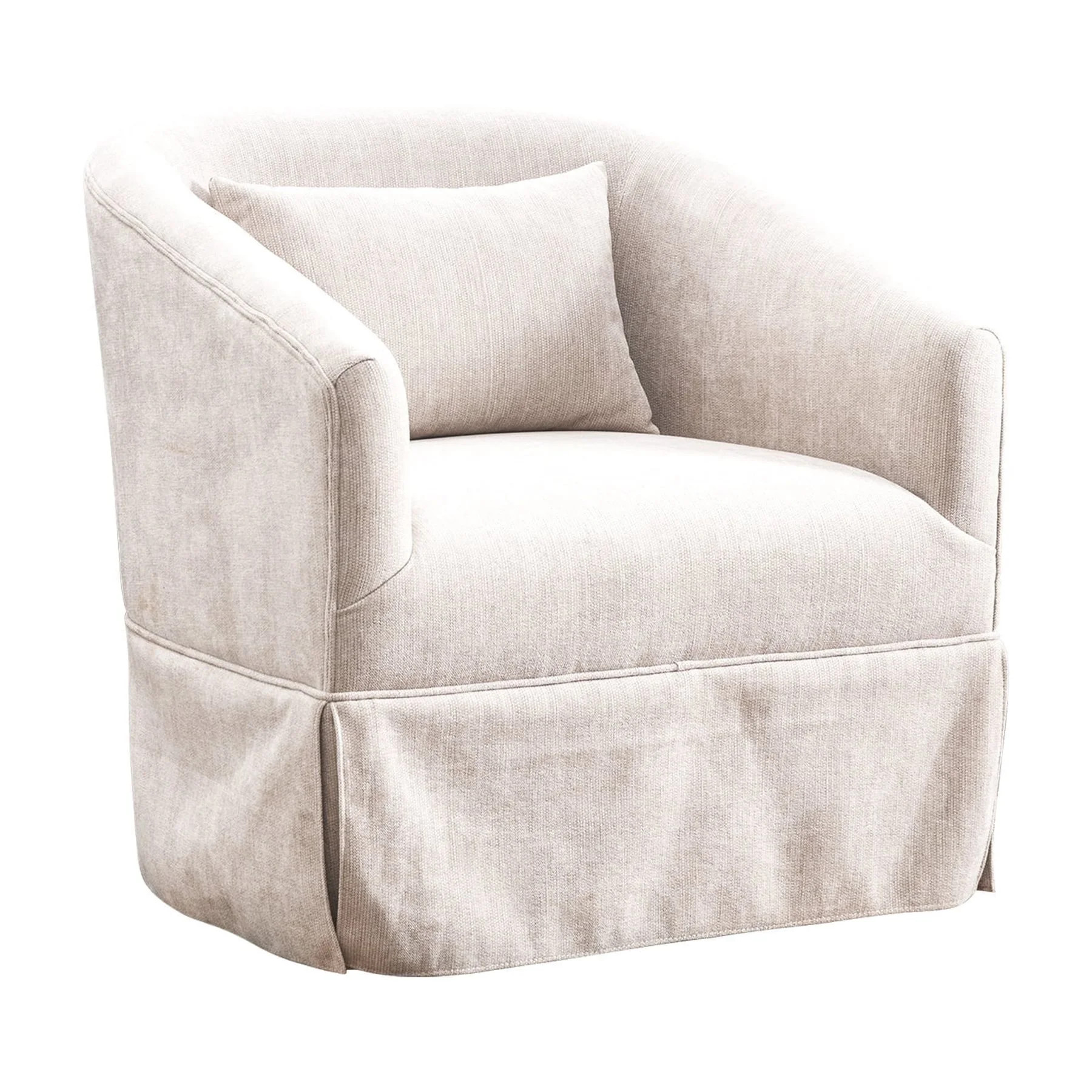 Ouyessir Upholstered Swivel Barrel Chair,Modern Accent Chair with Lumbar Pillow,Comfy Linen Fabri... | Walmart (US)