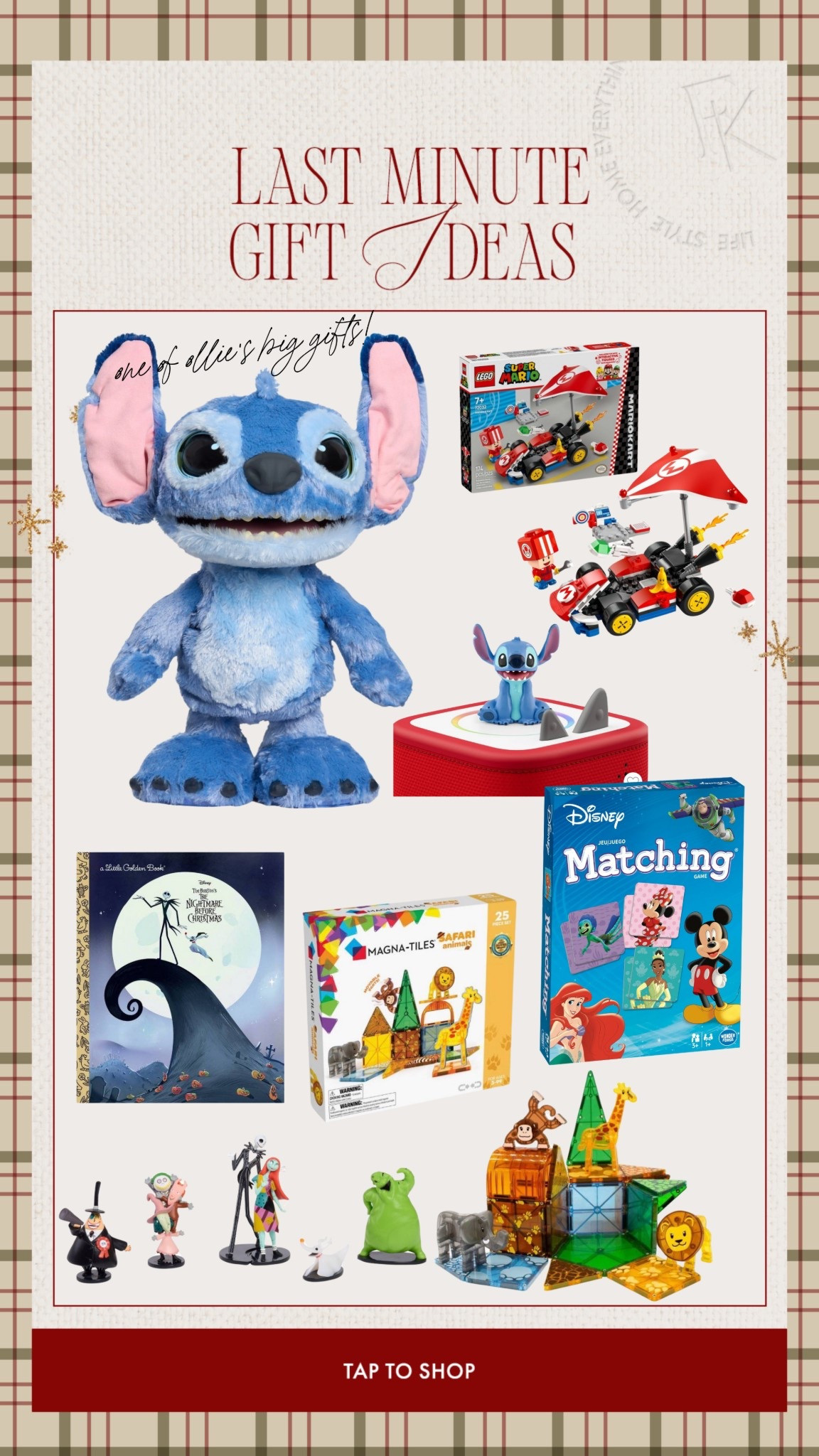 Last minute gift ideas for preK aged kiddos! Basically sharing things that available that Ollie is getting or already has. We are big into Legos, matching games, tonies (stitch specifically!!), books, figurines he can pretend play with. All of these are available around us for pick/up or delivery before Xmas! ❤️

Preschool aged kids, gift guides, stitch, talking stitch, Christmas gift ideas, last minute ideas 

#LTKHoliday #LTKKids #LTKGiftGuide