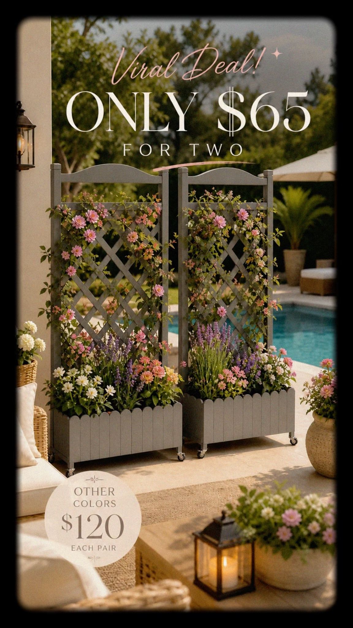 Wait… how are these ONLY $65 for TWO?! 🤍 This is a steal!!

I just bought these gorgeous trellis planters and I’m already picturing them dividing my patio from the pool with the prettiest climbing florals 😍 they look so high-end and coastal but the price?? I ran.

They instantly give that “private little garden moment” without blocking the view… and you know I love anything that feels a little Positano-inspired ✨

Other colors are more, but this deal was too good not to share 👀

You can shop them in my LTK or just tap the little shopping bag on the bottom left of this post 🛍️

#patiofinds #ltkhome #coastalstyle #outdoorliving #homefinds

#LTKMothersDay #LTKHome