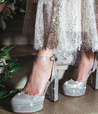 x Born on Fifth Liv Metallic Glitter Closed Toe Platform Pumps | Dillard's