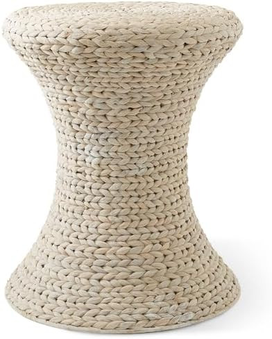 Casafield Hourglass Side Table, Whitewash White, Water Hyacinth Round End Table, Boho Woven Wicke... | Amazon (US)