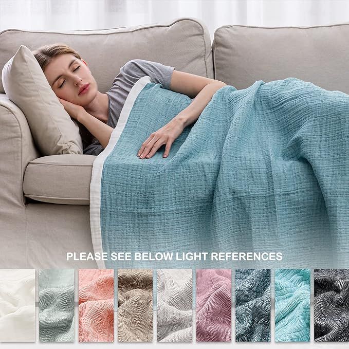 Amazon.com: SE SOFTEXLY Throw Blankets, 4-Layer Cotton Blanket for Couch/Bed,Light Comfortable Br... | Amazon (US)