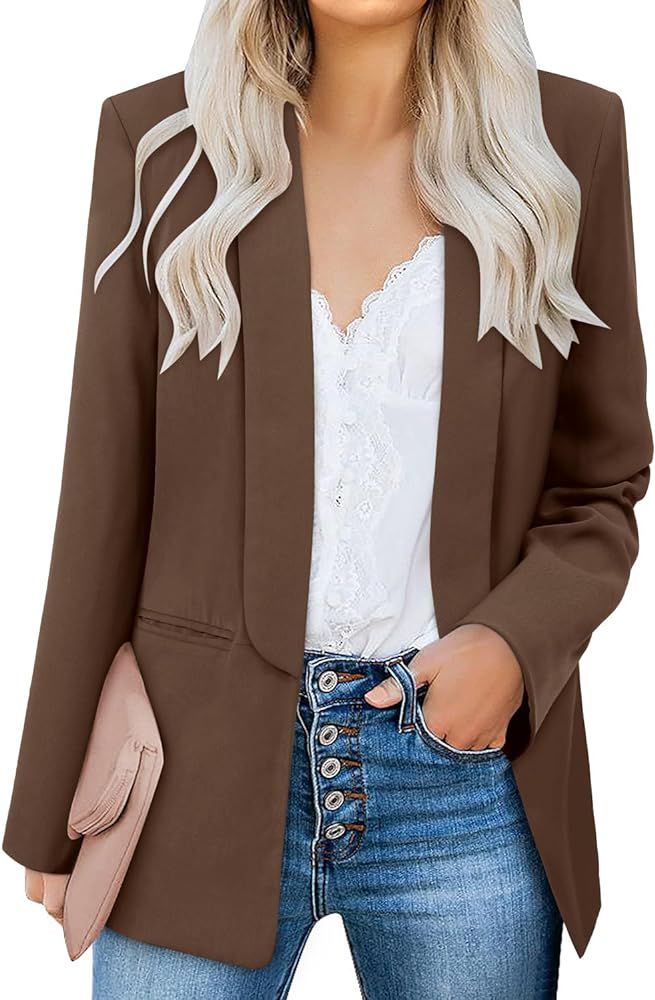 Womens Casual Blazer Long Sleeve Business Suit Jacket Open Front Work Office Blazer Fashion Dress... | Amazon (US)