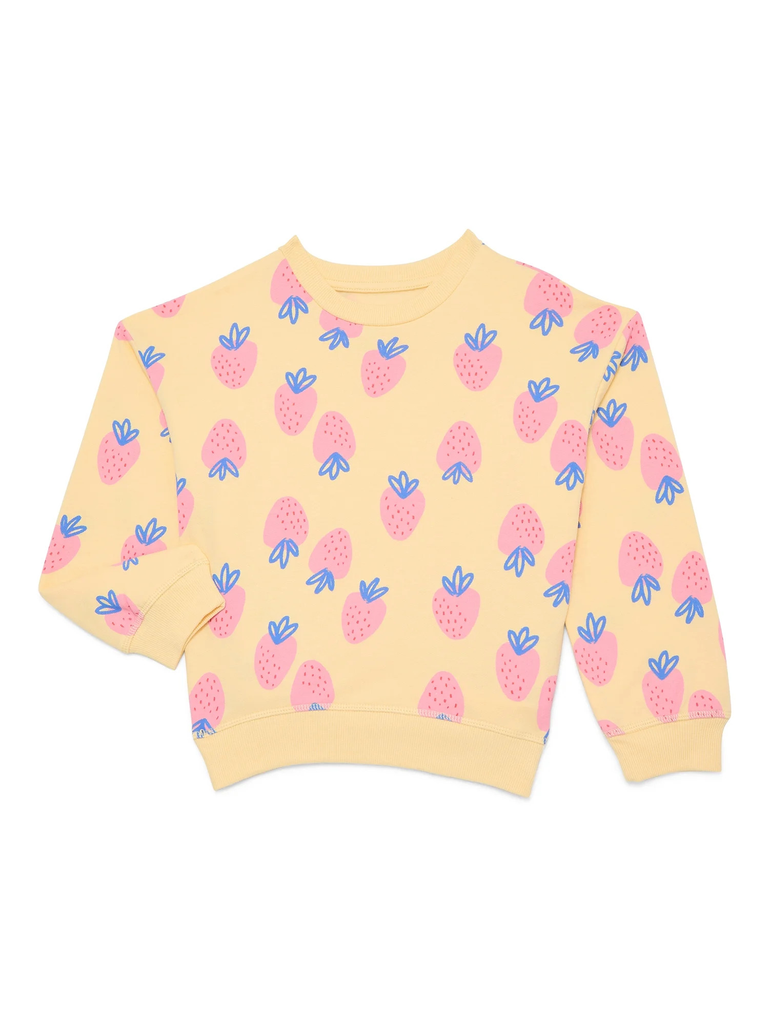 Wonder Nation Girls Fleece Crewneck Sweatshirt with Long Sleeves, Sizes 4-10 | Walmart (US)