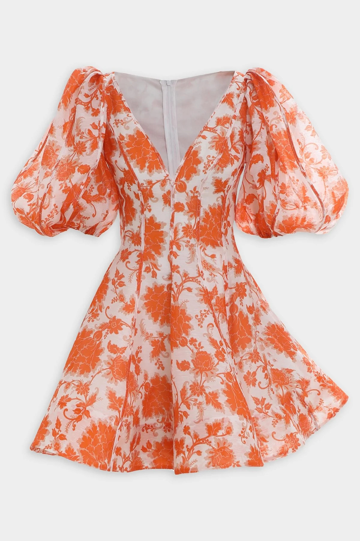 Postcard Puff Sleeve Mini Dress in Orange Tonal Floral - 2 | Shop Olivia