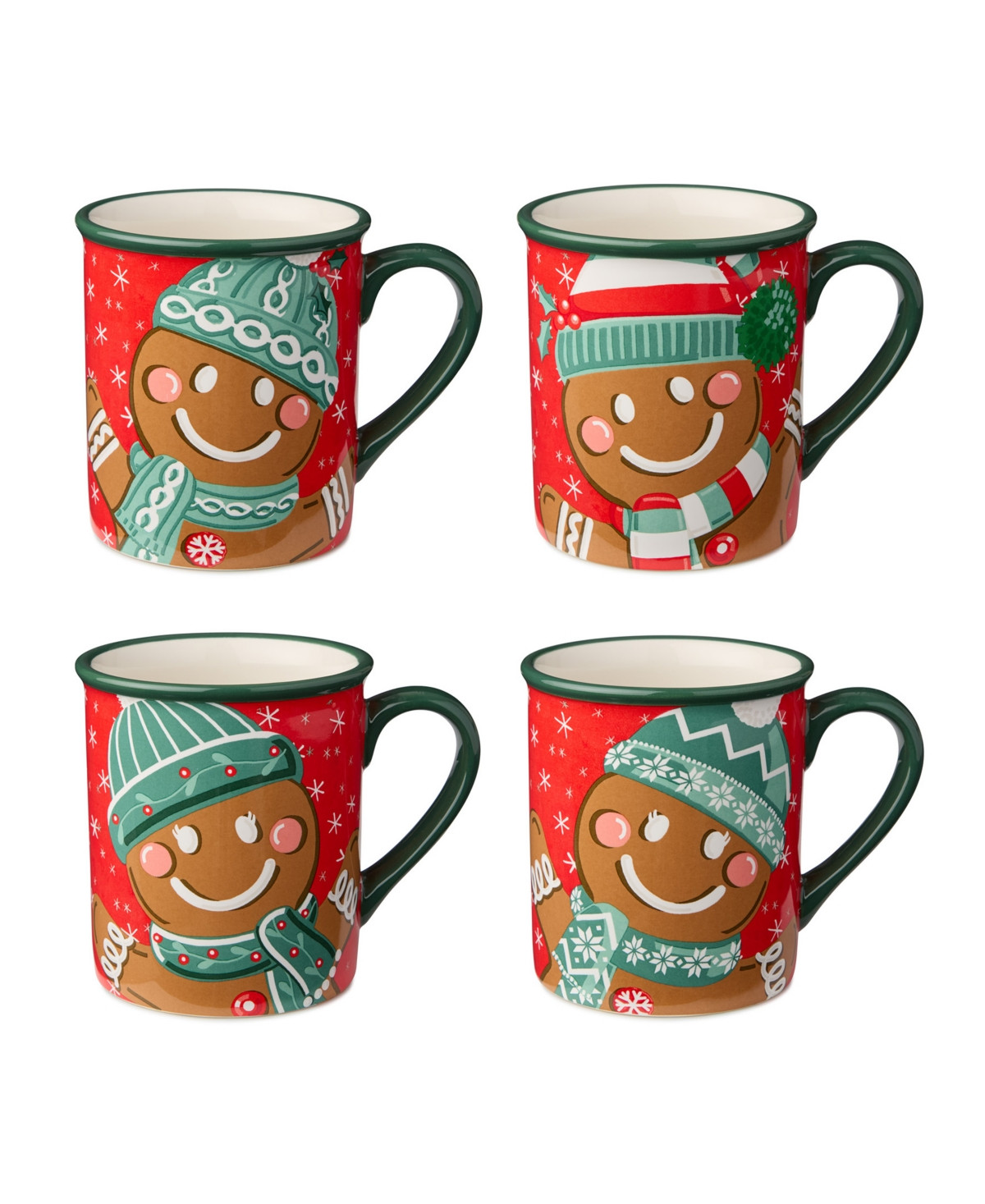 Certified International Christmas Whimsy Gingerbread Mugs, Set of 4 - Multi | Macy's