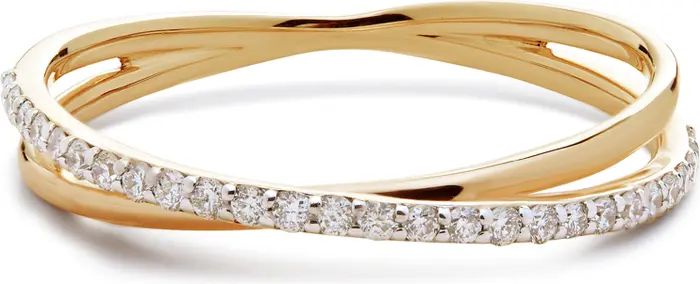 Monica Vinader 14K Gold Diamond Crossover Ring | Nordstrom | Nordstrom