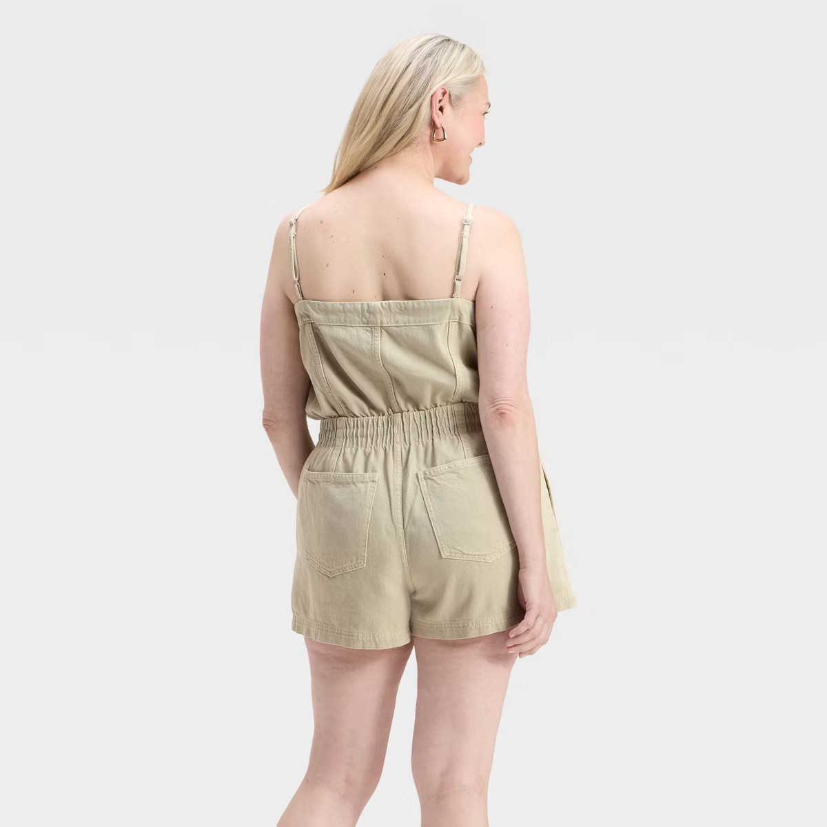 Women's Denim Beach Romper - Universal Thread™ Khaki Green | Target