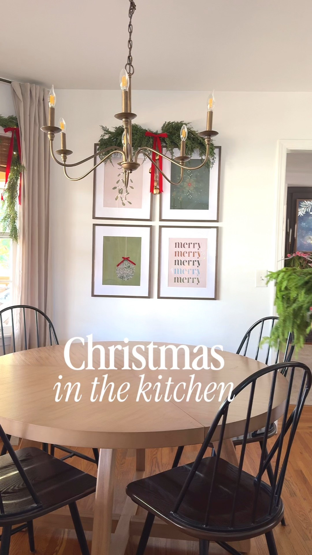 Christmas breakfast nook

Garland and Twinkle lights around the window with velvet bows 

 I swapped the prints in my frames and added a diy swag with bells and a bow 

And made a centerpiece arrangement… the woven. Vase if from @ATHOME 

#LTKSeasonal #LTKHome #LTKHoliday