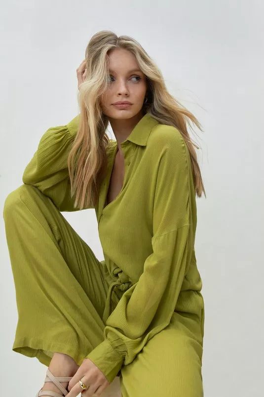 Crinkle Viscose Tie Front Cover Up Shirt | Nasty Gal (US)