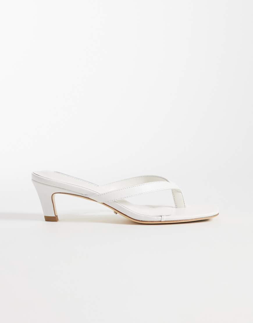 Tony Bianco Topaz kitten heel toe thong sandals in white leather | ASOS (Global)