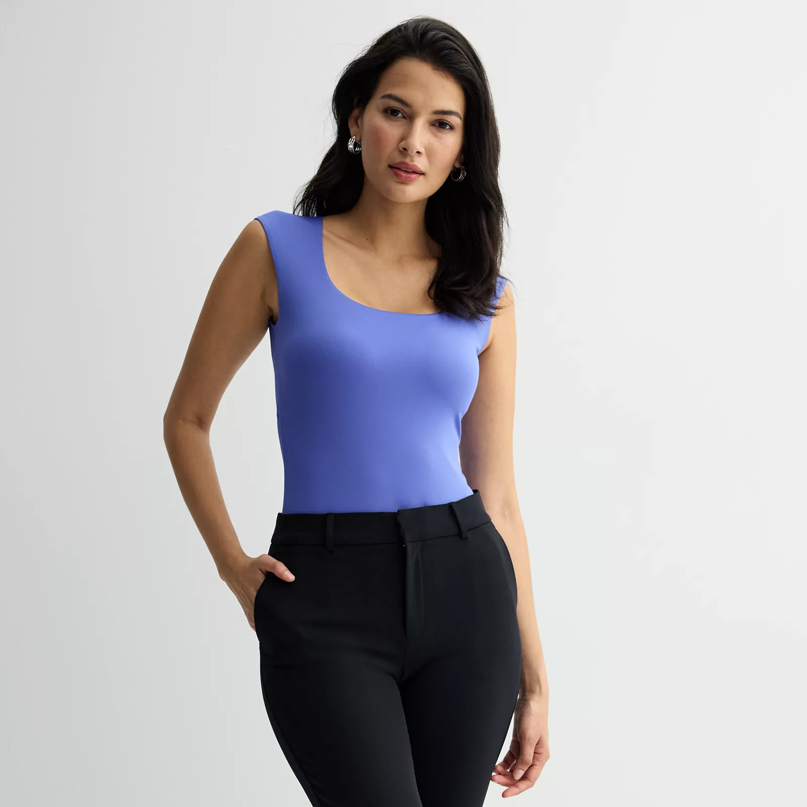 Women's Nine West Sculpt Square Neck Cap Sleeve Bodysuit, Size: XXL, Wesley Purple | Kohl's