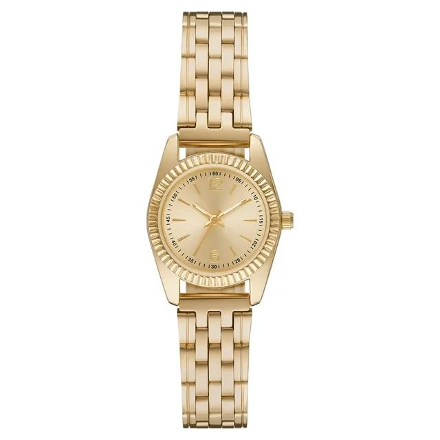 Time and Tru Women's Gold Tone Fluted Bezel Bracelet Watch - Walmart.com | Walmart (US)