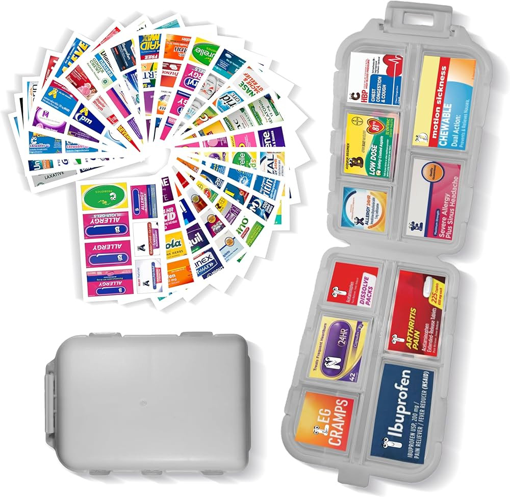 Pill Organizer with Medicine Labels 161 Labels Travel Daily Pill Container Mini Medication Organi... | Amazon (US)