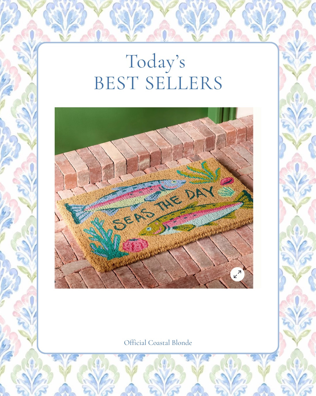 Seas the day door mat outdoor 
Coastal home decor 
Vibrant 
Anthropologie 

#LTKHome #LTKFindsUnder50 #LTKFindsUnder100