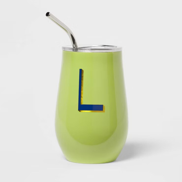 11.8oz Stainless Steel Double Walled Non-Vacuum Wine Tumbler with Lid and Straw - Opalhouse™ | Target