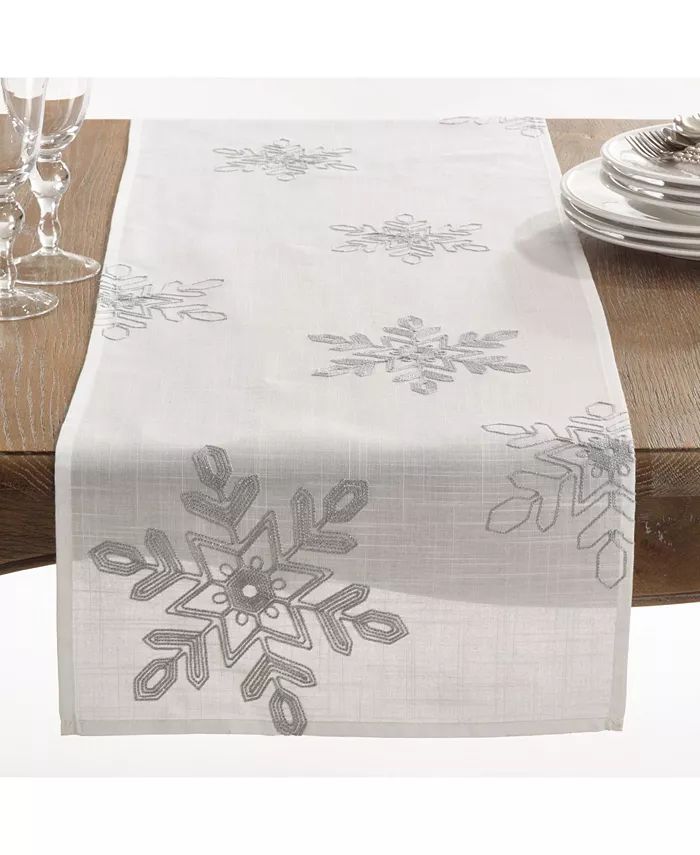 Saro Lifestyle Nivalis Collection Snowflake Design Runner & Reviews - Table Linens - Dining - Mac... | Macys (US)