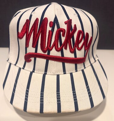 Disney Parks Mickey Mouse Pin Stripe Hat White Blue OSFA Adult Embroidered, 59cm | eBay US
