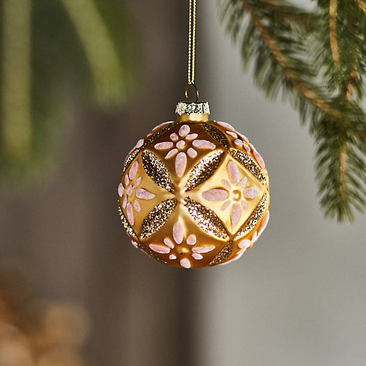 Gilded Floral Glass Globe Ornament | Terrain