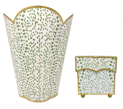 Green Polka Dot Tissue Holder & Wastepaper Basket | The Enchanted Home