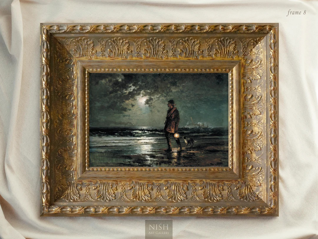 Vintage Art Framed Vintage Nautical Landscape Painting - Etsy | Etsy (US)