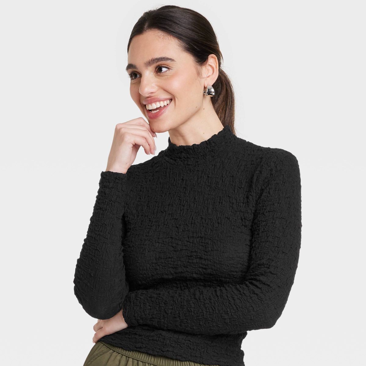 Women's Long Sleeve Slim Fit Mock Turtleneck T-Shirt - A New Day™ | Target
