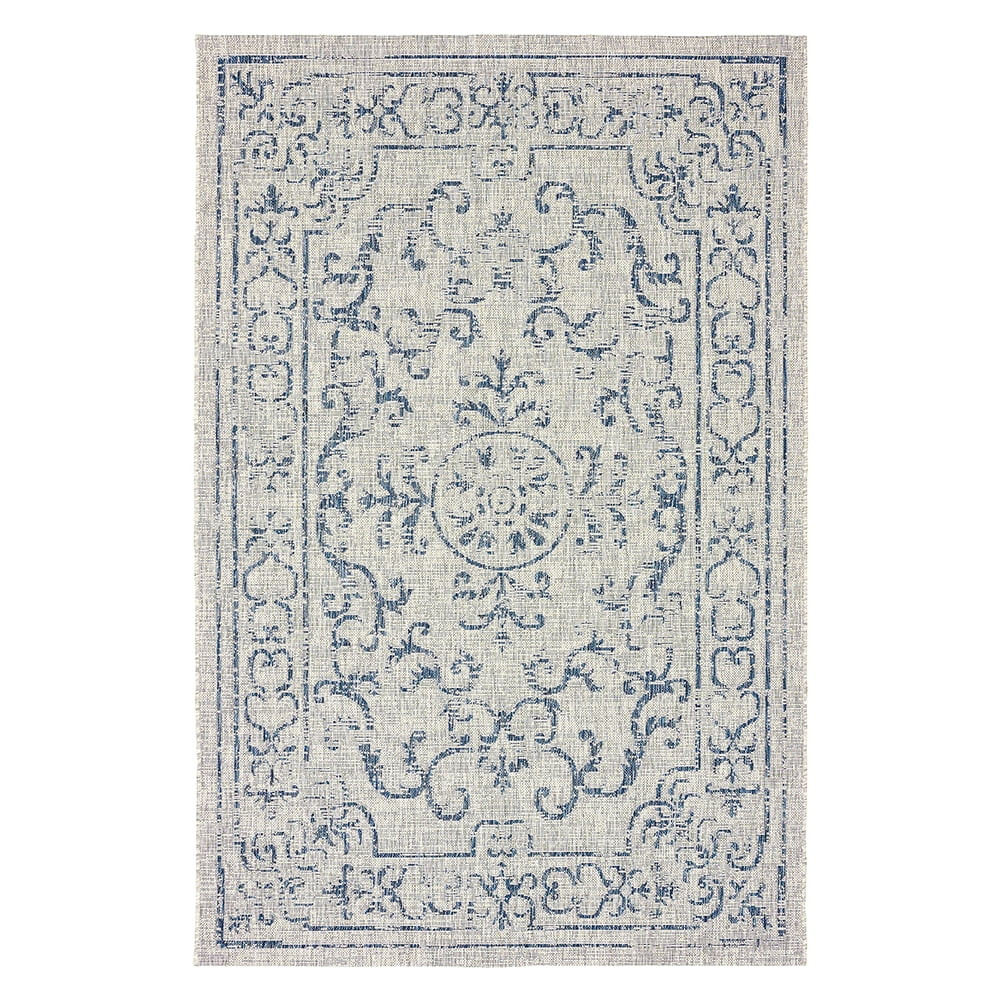 LR Home Sunny Medallion Indoor / Outdoor Area Rug, Blue, 7' 9" x 9' 9" - Walmart.com | Walmart (US)