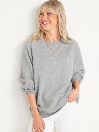 Long-Sleeve Vintage Oversized Heathered Tunic Sweatshirt for Women | Old Navy (US)