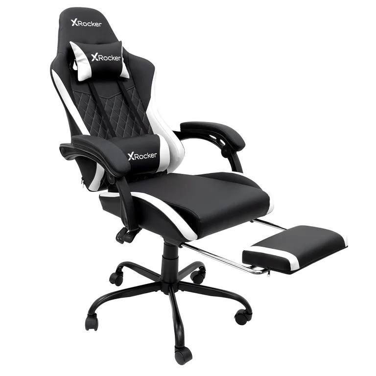 X Rocker Apex PC Gaming Chair with Massage Function and Footrest, White | Walmart (US)