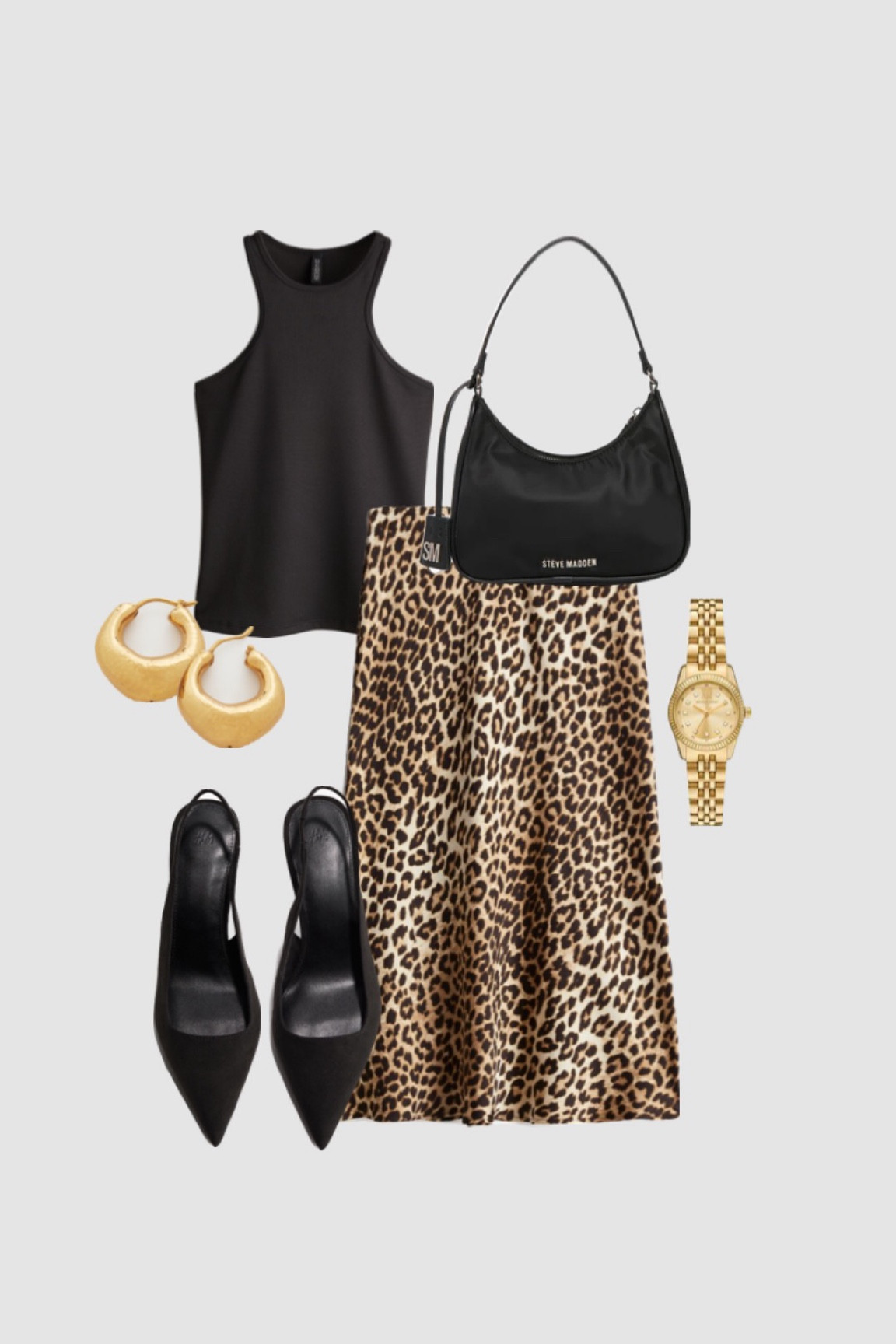 styling H&M new on for autumn/winter 🐆🍂✨🖤  use the aff link in my IG bio for 20% off Monica Vinader!! ✨

•
•
•
•
•
•
•

leopard skirt, satin skirt, maxi skirt, midi skirt, racer top, brunch outfit, chunky hoops, gold hoops,
gold watch, gold jewellery, slingback heels, pointed heels. Steve Madden bag 

#LTKpartywear #LTKautumn #FashionMonth