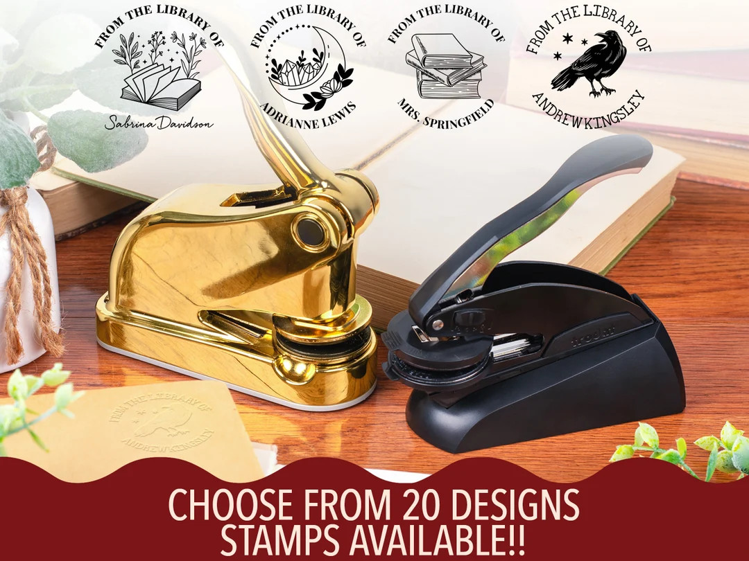 Best Rated Custom Book Embosser | Personalized Library Book Stamp | Gift for Book Lovers | Etsy (US)