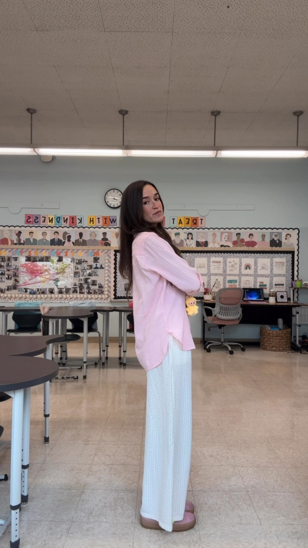 #teacherootd little hamptons mom vibe with my labubu ✨💓 pants are TJMAX but linked similar xo

#LTKShoeCrush #LTKWorkwear #LTKStyleTip