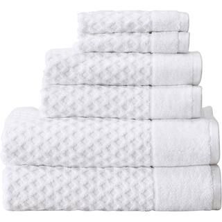 6 Piece White Cotton Diamond Bath Towel Set (2 Bath Towels, 2 Hand Towels and 2 Washcloths) | The Home Depot