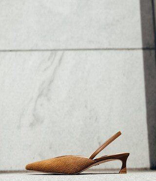 x Elizabeth Damrich Catherine Pointed Toe Haircalf Sling Back Kitten Heels | Dillard's