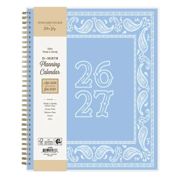 Jessie James Decker for Blue Sky Monthly Weekly Planner, 8.5" x 11", Hanky Blue 15-Month (April 2... | Walmart (US)