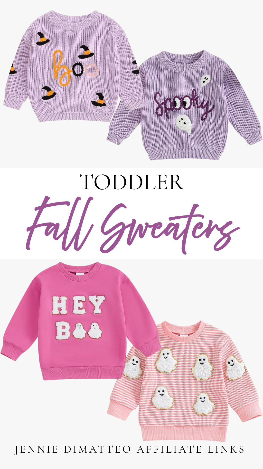 These little Halloween sweaters are TOO cute 👻💜🎃 I love the pink + purple twist on spooky season for toddler girls!

#ToddlerGirlStyle #HalloweenSweater #HalloweenOutfits #ToddlerFashion #GirlsFallFashion #SpookySeason #HalloweenKids #FallKidsFashion #LTKKids #LTKFamily #ShopLTK
 

 #LTKootd #LTKBaby #LTKKids