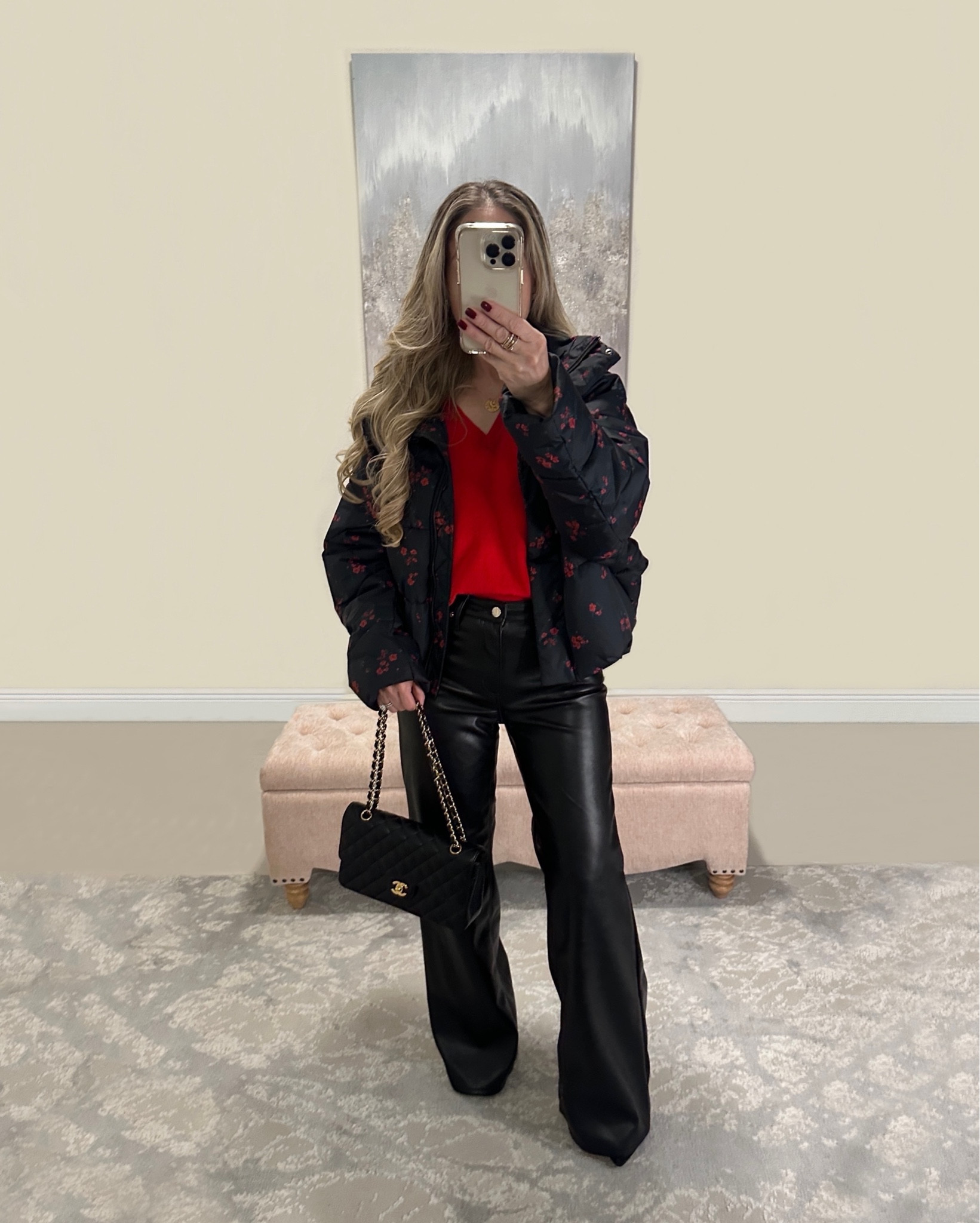 Winter Fashion. Holiday Fashion. Winter jacket. Puffer jacket. Printed Jacket. Loft outfit. Red sweater. Faux leather pants. Sale alert 💫

#LTKgrwm #LTKHoliday #LTKSaleAlert