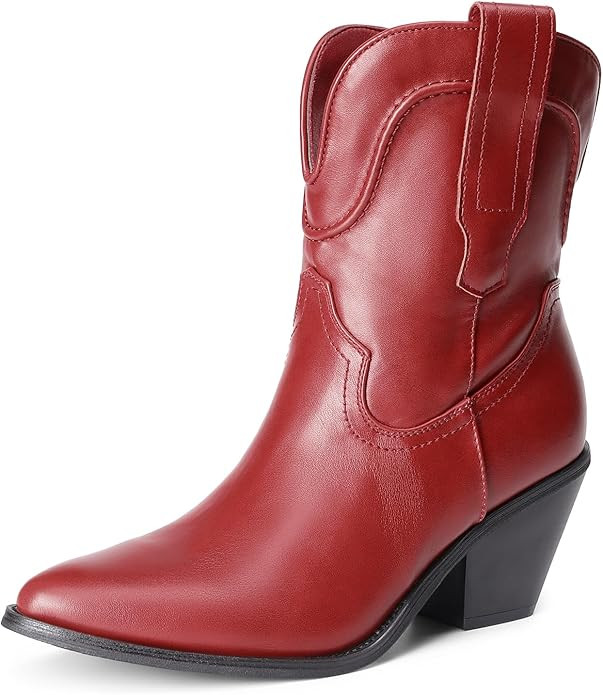 DREAM PAIRS Women's Cowboy Ankle Boots Western Fashion Cowgirl Mild Calf Boots Low Chunky Block H... | Amazon (US)