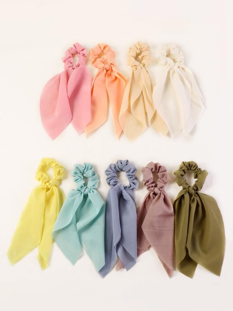 9pcs Multicolor Scrunchie Scarf | SHEIN