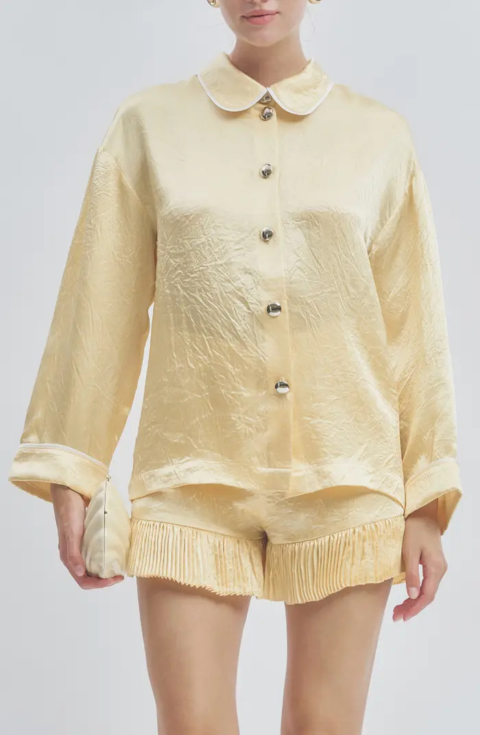 Porter Crinkle Satin Button-Up Top | Nordstrom