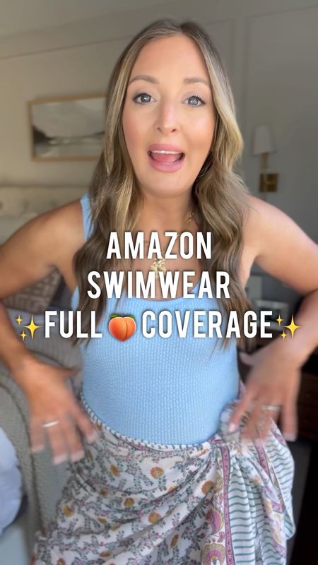 Amazon one piece swimsuit with full coverage and sarong coverup full Amazon swimsuit look! 

Swimsuit fits true to size (if pregnant size up one) 



#LTKtravel #LTKVideo #LTKbump