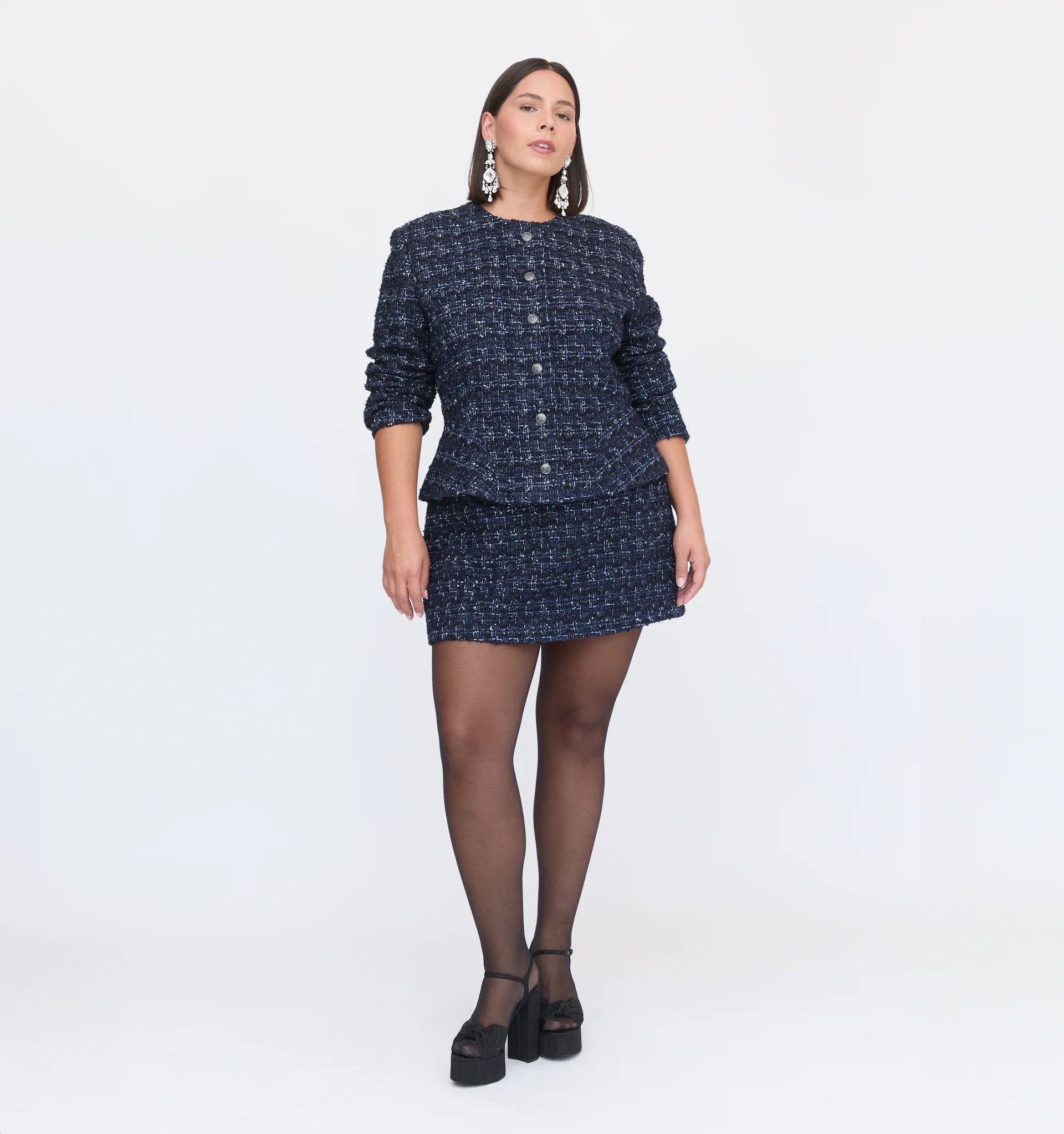 The Hallie Skirt - Navy Tweed | Hill House Home US